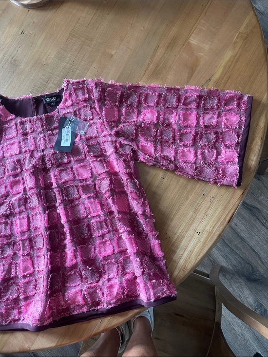 Gigio Tops - IGIGIO Raspberry Pink Textured Grid Formal Top